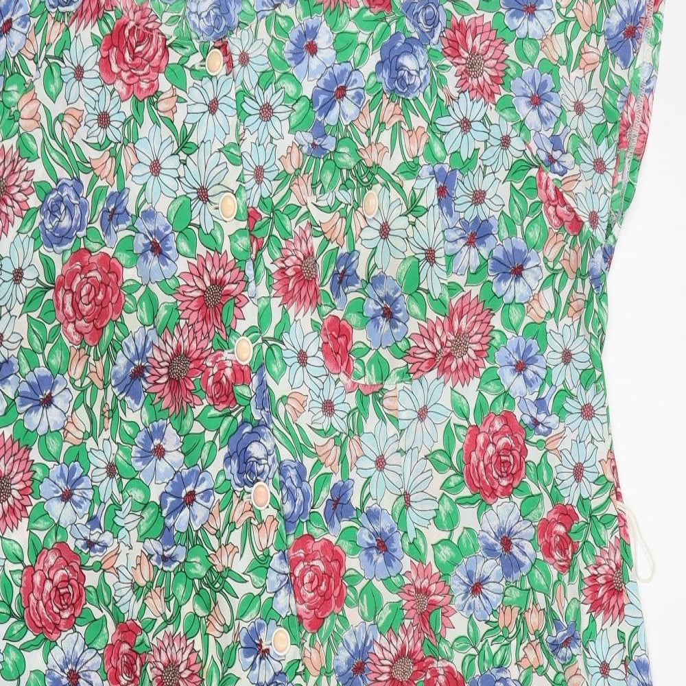 Preworn Womens Multicoloured Floral Polyester A-Line Size XL Round Neck Button