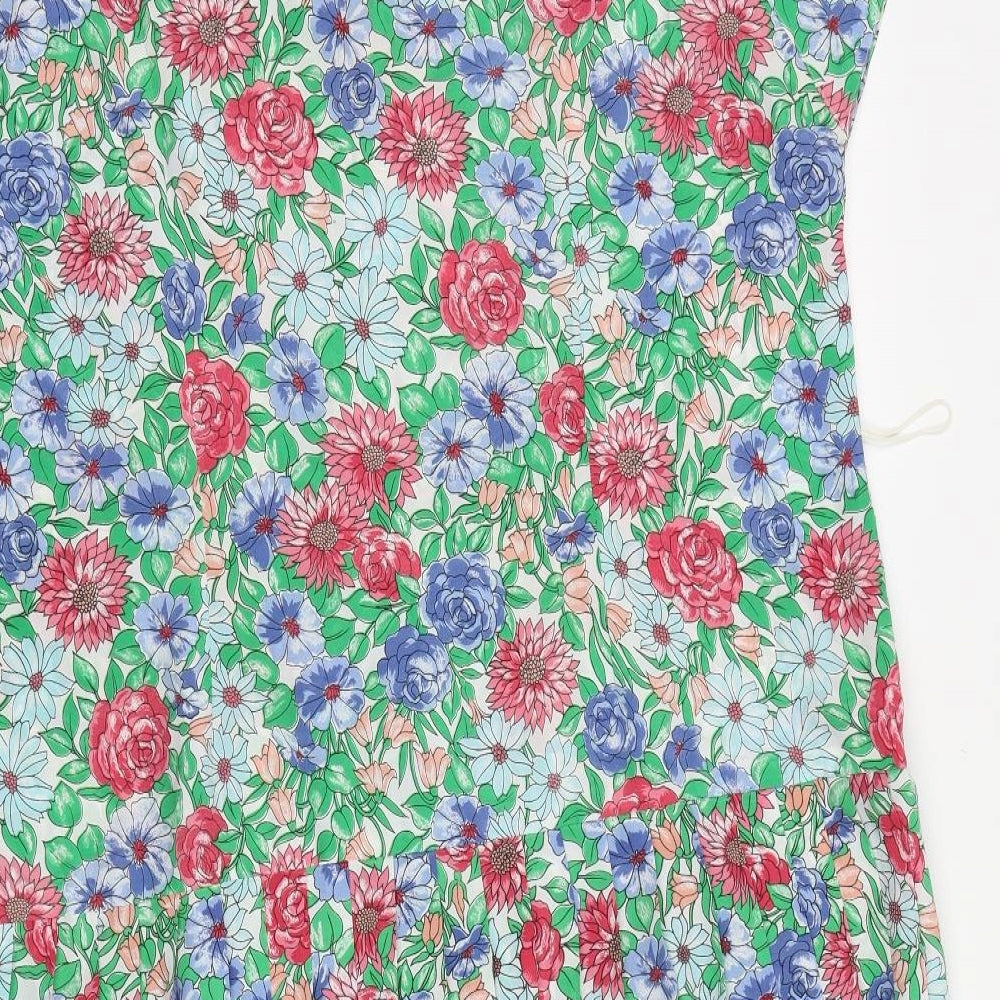 Preworn Womens Multicoloured Floral Polyester A-Line Size XL Round Neck Button