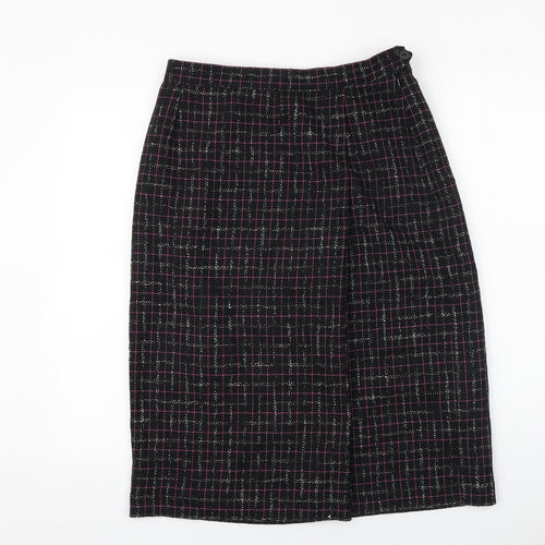 LUCIA Womens Black Plaid Cotton Straight & Pencil Skirt Size 14 Zip