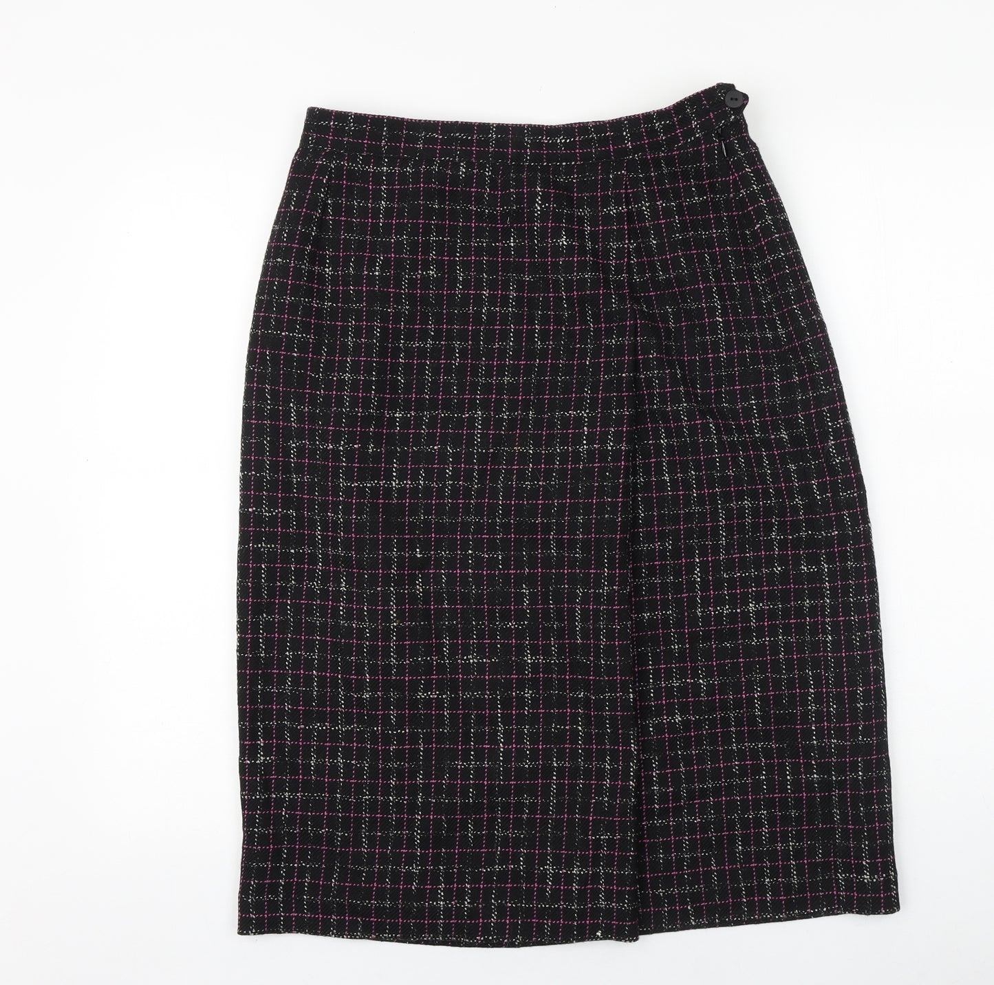 LUCIA Womens Black Plaid Cotton Straight & Pencil Skirt Size 14 Zip