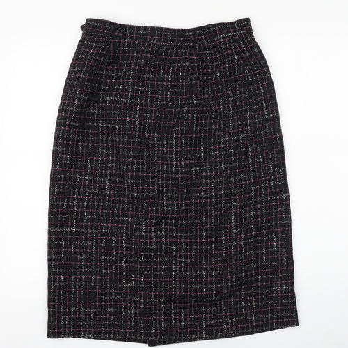 LUCIA Womens Black Plaid Cotton Straight & Pencil Skirt Size 14 Zip