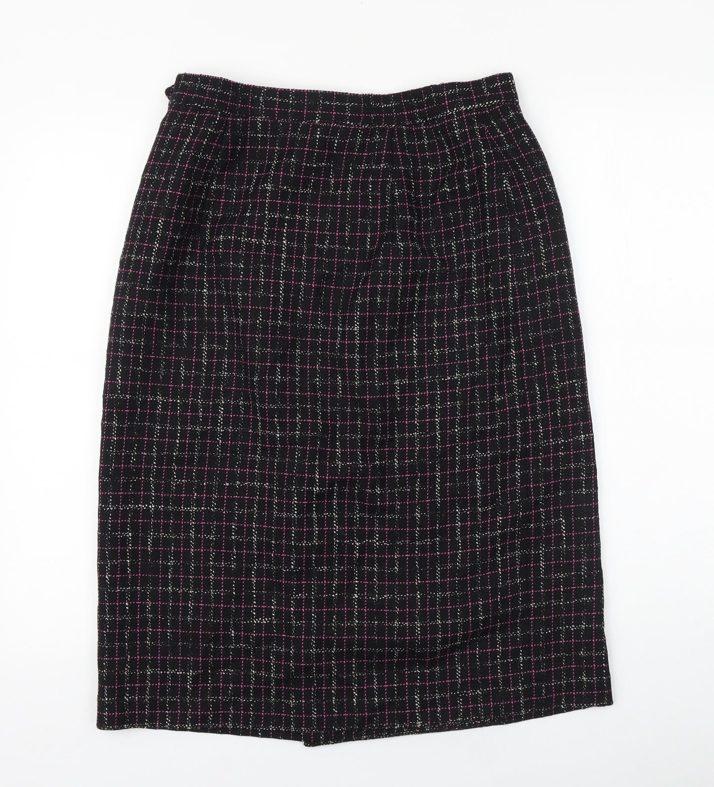 LUCIA Womens Black Plaid Cotton Straight & Pencil Skirt Size 14 Zip