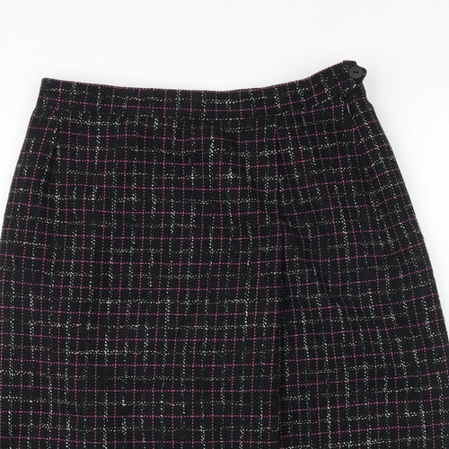 LUCIA Womens Black Plaid Cotton Straight & Pencil Skirt Size 14 Zip