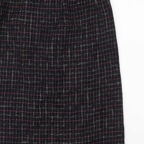 LUCIA Womens Black Plaid Cotton Straight & Pencil Skirt Size 14 Zip