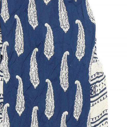 ASOS Womens Blue Geometric Polyester Tank Dress Size 12 Round Neck Pullover