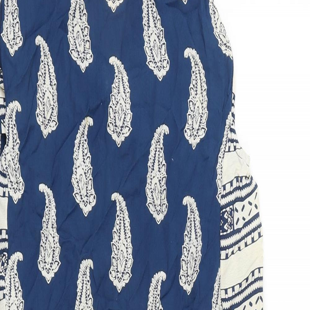 ASOS Womens Blue Geometric Polyester Tank Dress Size 12 Round Neck Pullover