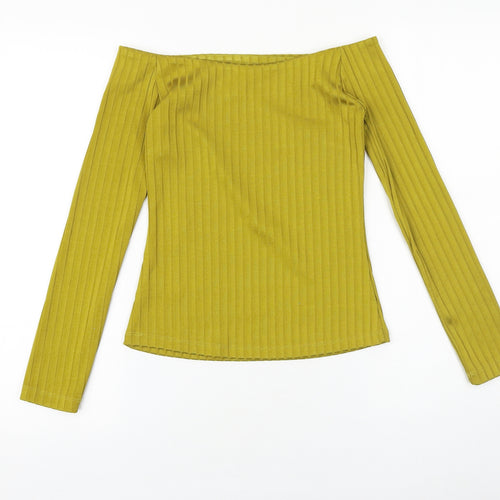 NEXT Womens Gold Viscose Basic Blouse Size 6 Off the Shoulder