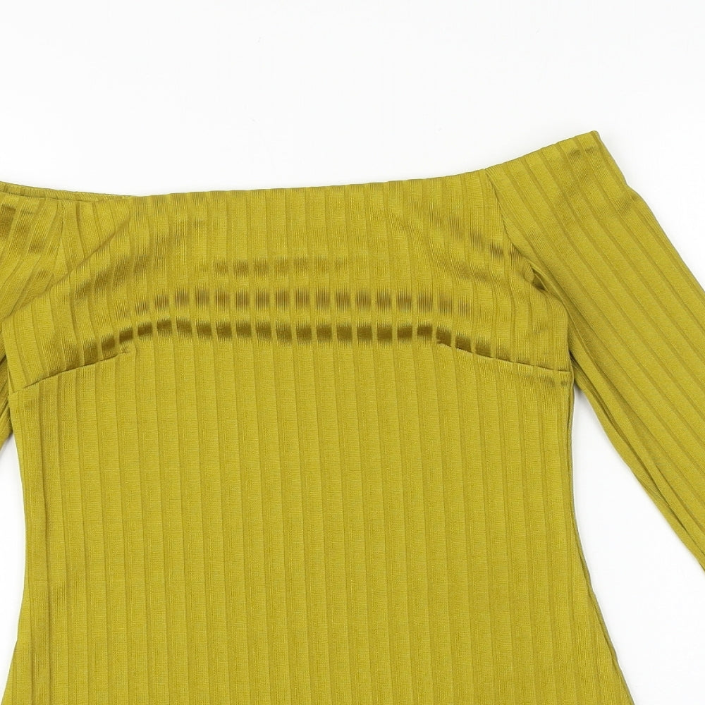 NEXT Womens Gold Viscose Basic Blouse Size 6 Off the Shoulder