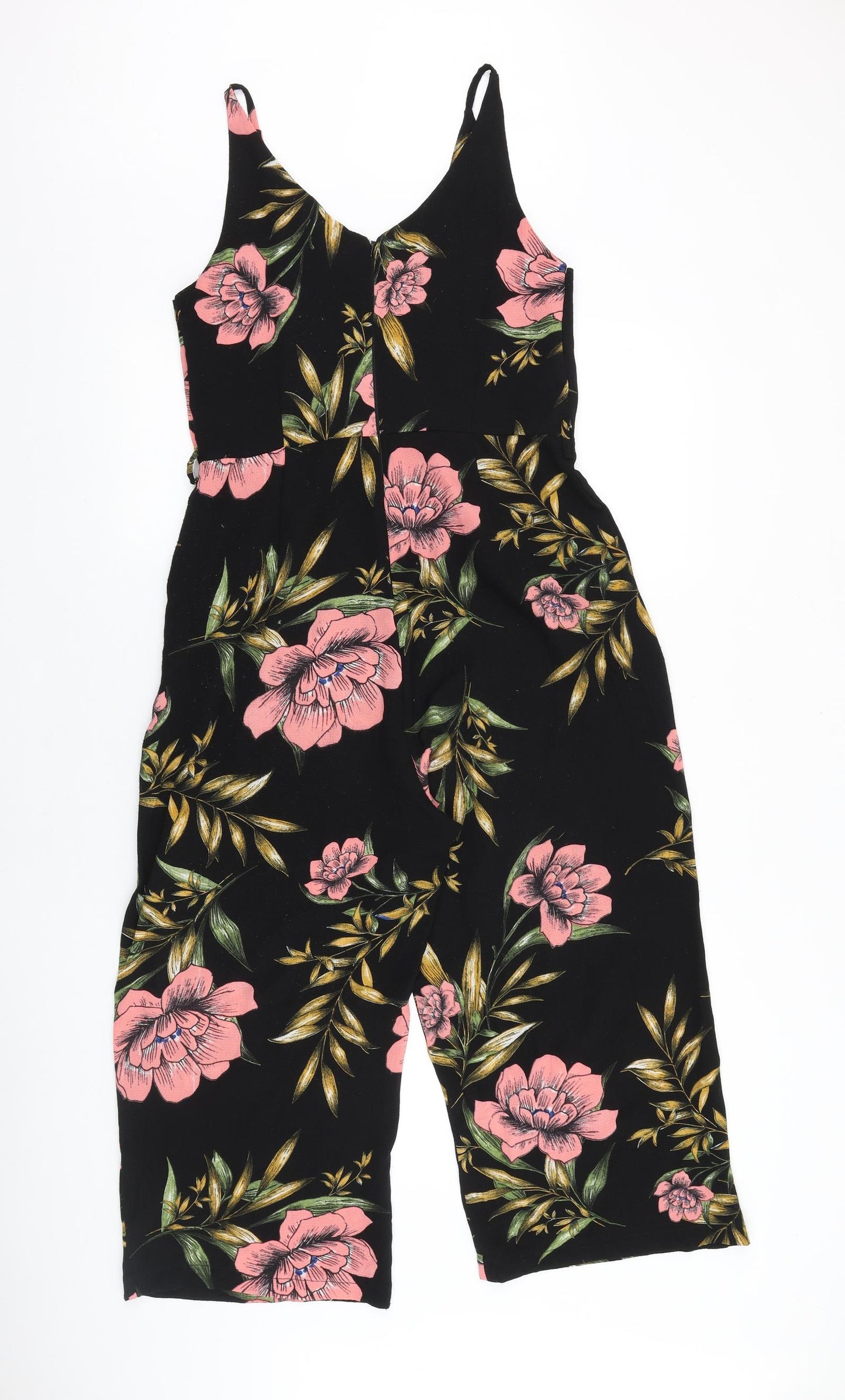 AX Paris Womens Black Floral Polyester Jumpsuit One-Piece Size 10 L17 in Zip