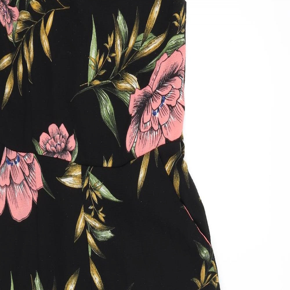 AX Paris Womens Black Floral Polyester Jumpsuit One-Piece Size 10 L17 in Zip
