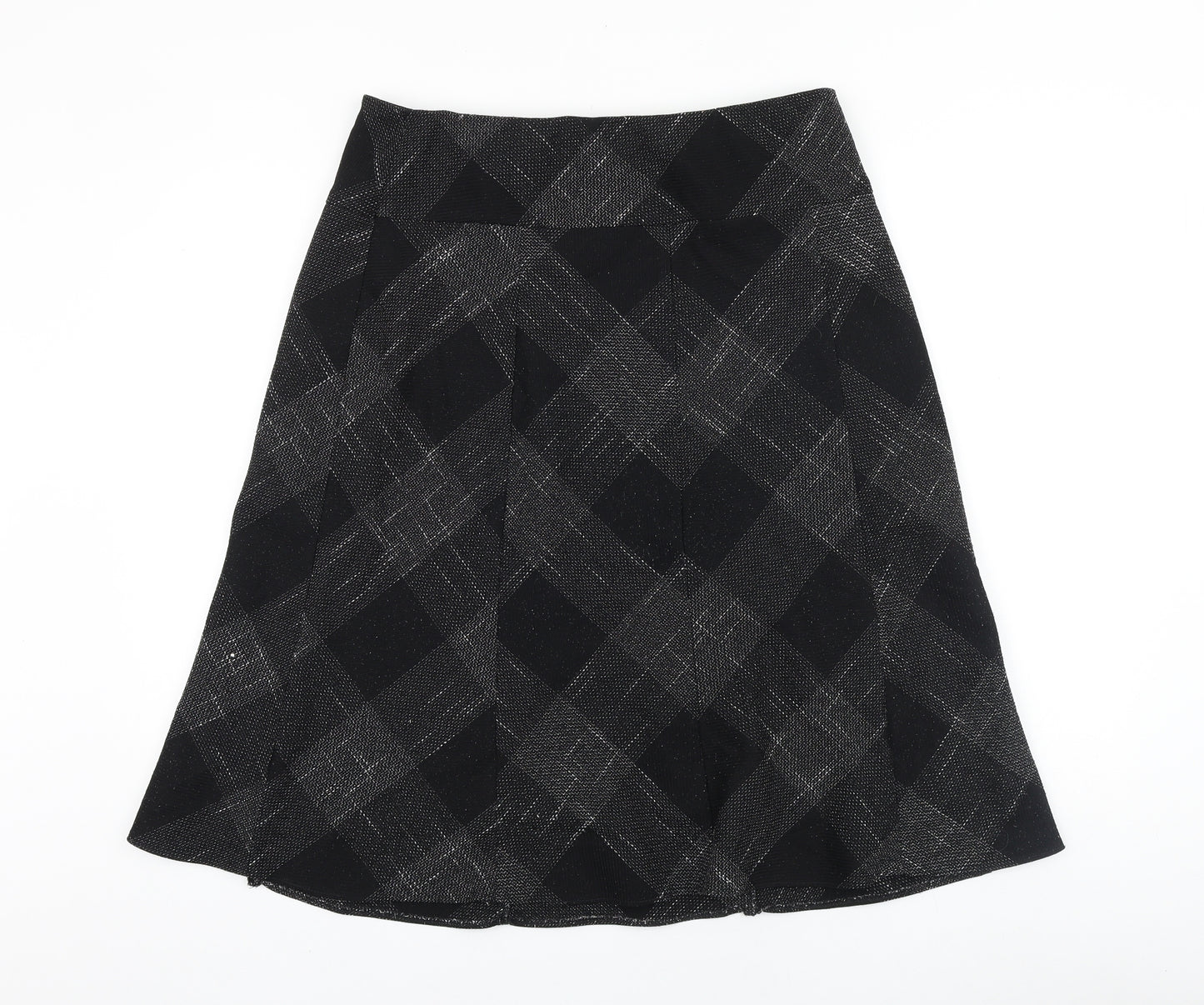 Marks and Spencer Womens Black Plaid Polyester Swing Skirt Size 14
