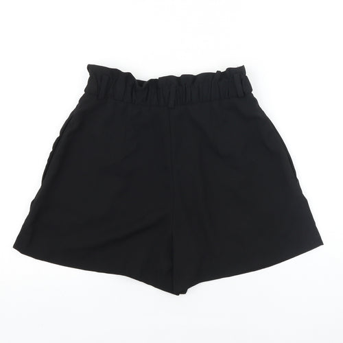 H&M Womens Black Polyester Paperbag Shorts Size 8 L3 in Regular Zip