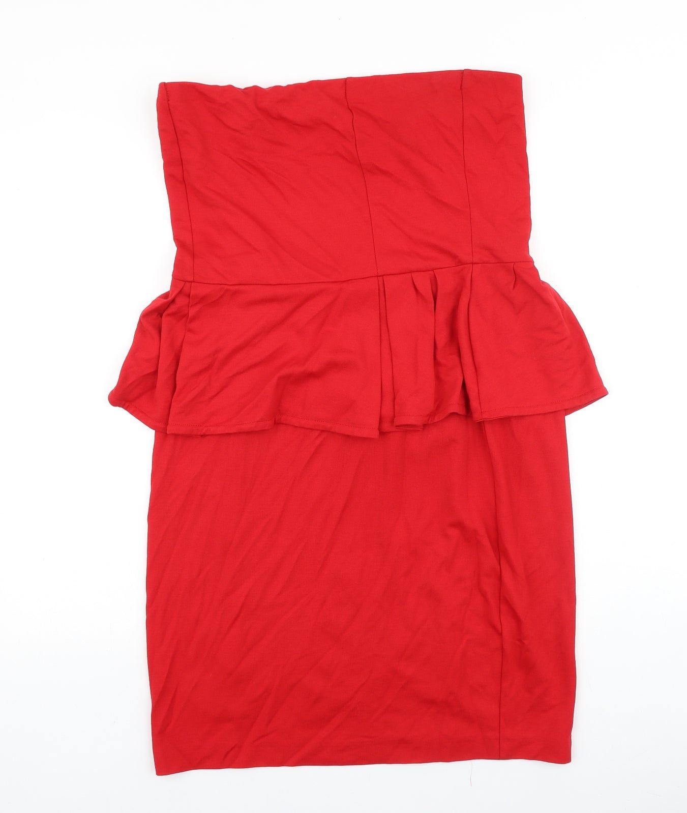 Mango Womens Red Viscose Shift Size 16 Off the Shoulder Zip