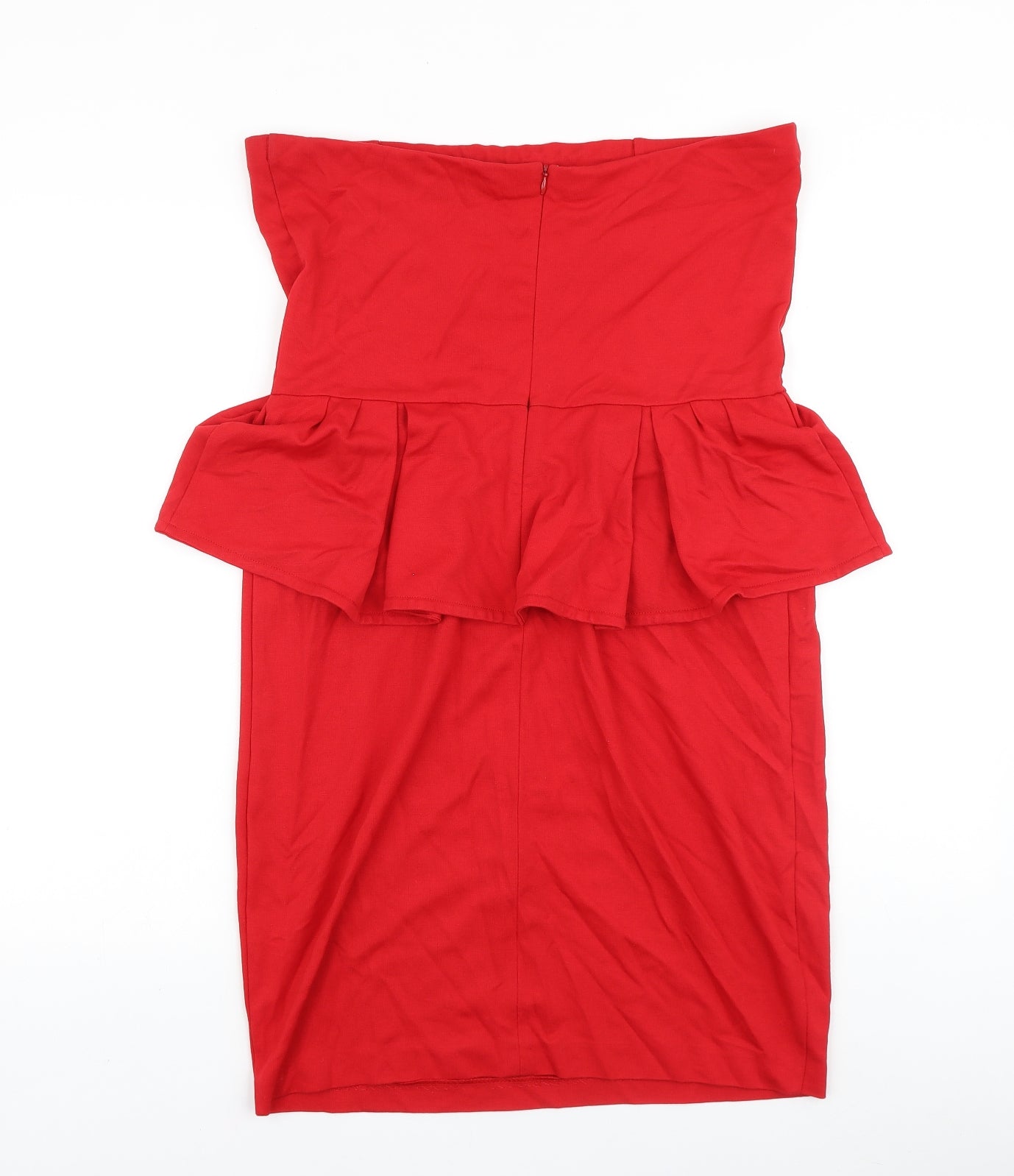 Mango Womens Red Viscose Shift Size 16 Off the Shoulder Zip