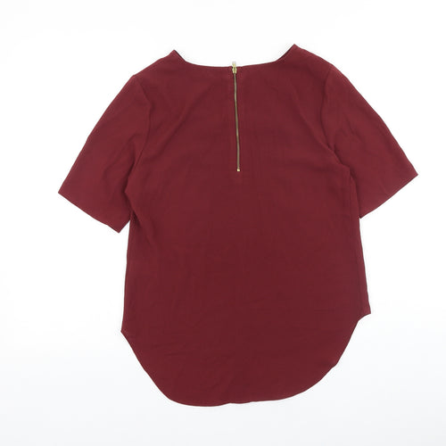 F&F Womens Red Polyester Basic Blouse Size 8 Boat Neck