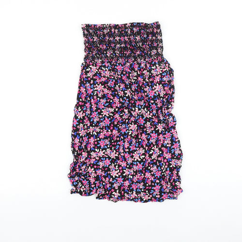 Debenhams Womens Multicoloured Floral 100% Cotton Basic Blouse Size 8 Off the Shoulder - Shirred Top