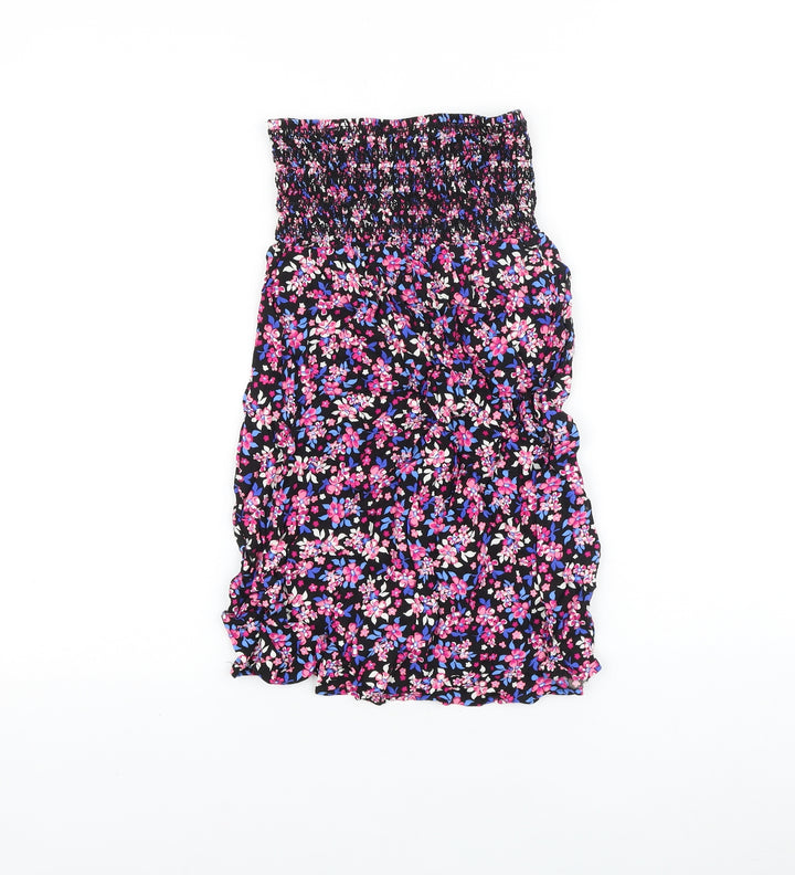 Debenhams Womens Multicoloured Floral 100% Cotton Basic Blouse Size 8 Off the Shoulder - Shirred Top
