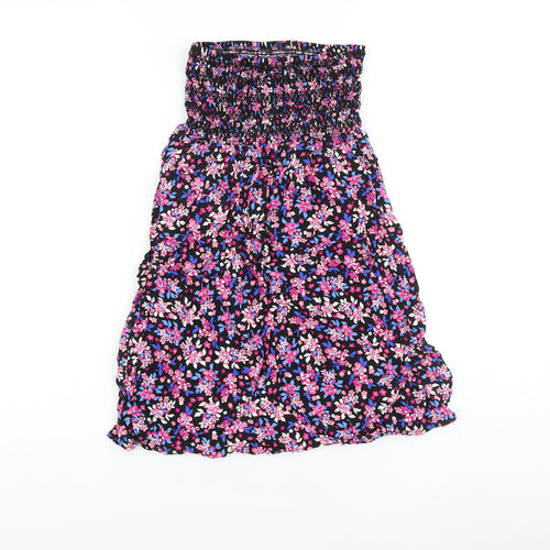 Debenhams Womens Multicoloured Floral 100% Cotton Basic Blouse Size 8 Off the Shoulder - Shirred Top