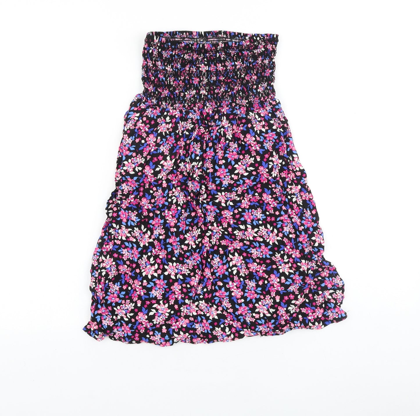 Debenhams Womens Multicoloured Floral 100% Cotton Basic Blouse Size 8 Off the Shoulder - Shirred Top