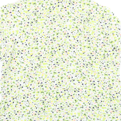 Damart Womens Green Floral Viscose Basic Button-Up Size 10 Collared