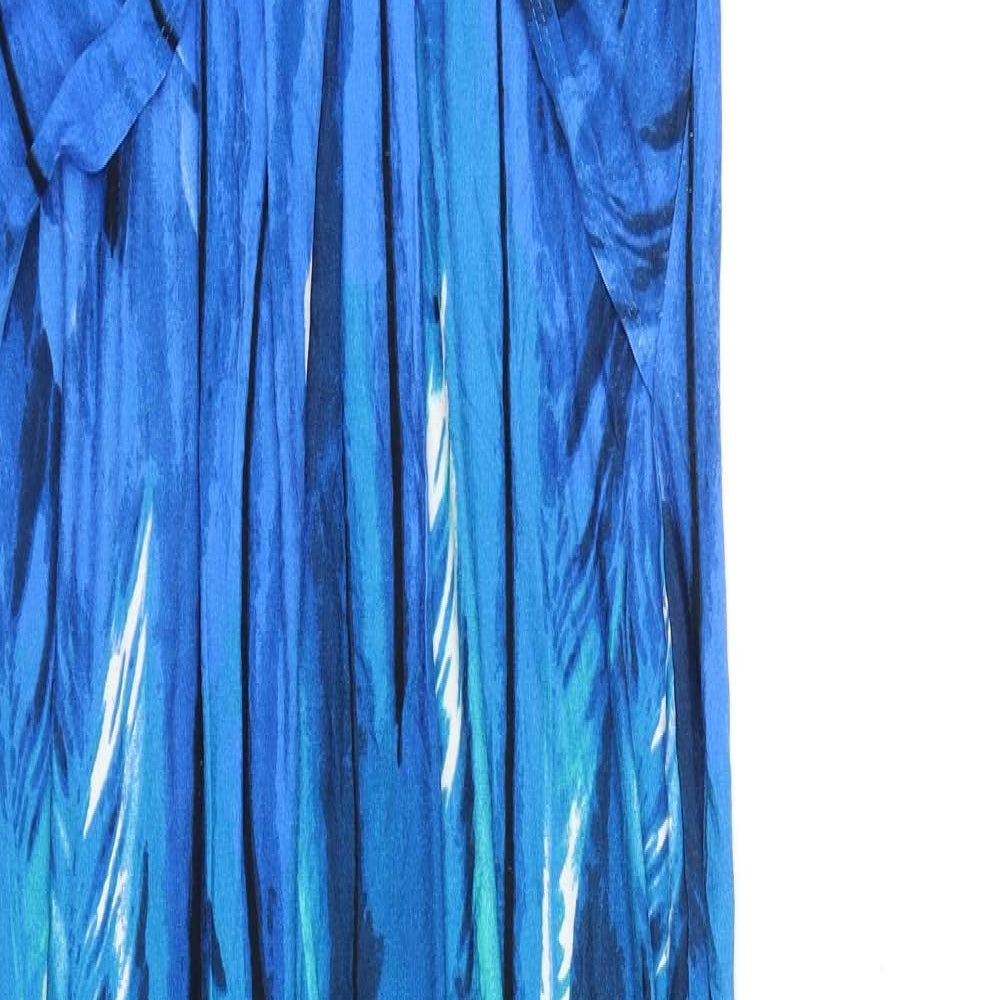 Marks and Spencer Womens Blue Geometric Viscose Maxi Size 12 Square Neck Pullover
