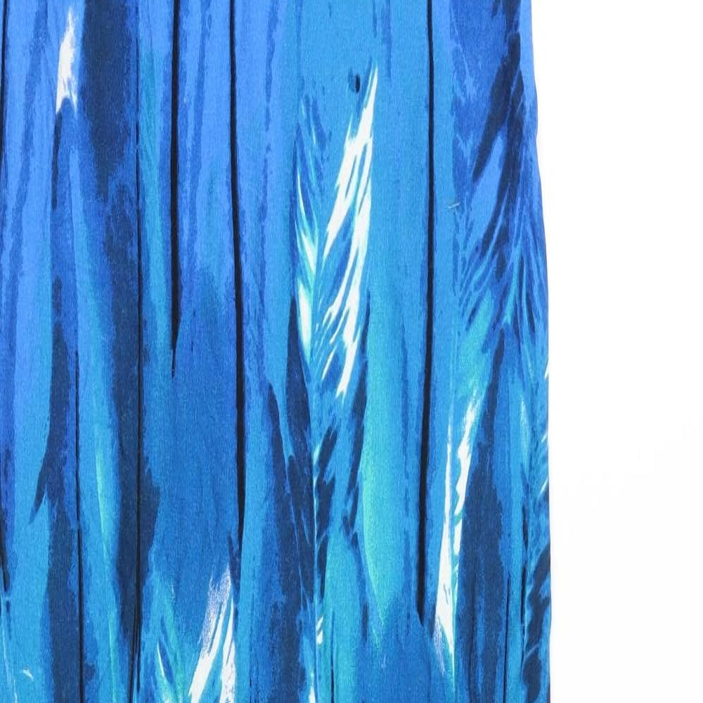 Marks and Spencer Womens Blue Geometric Viscose Maxi Size 12 Square Neck Pullover