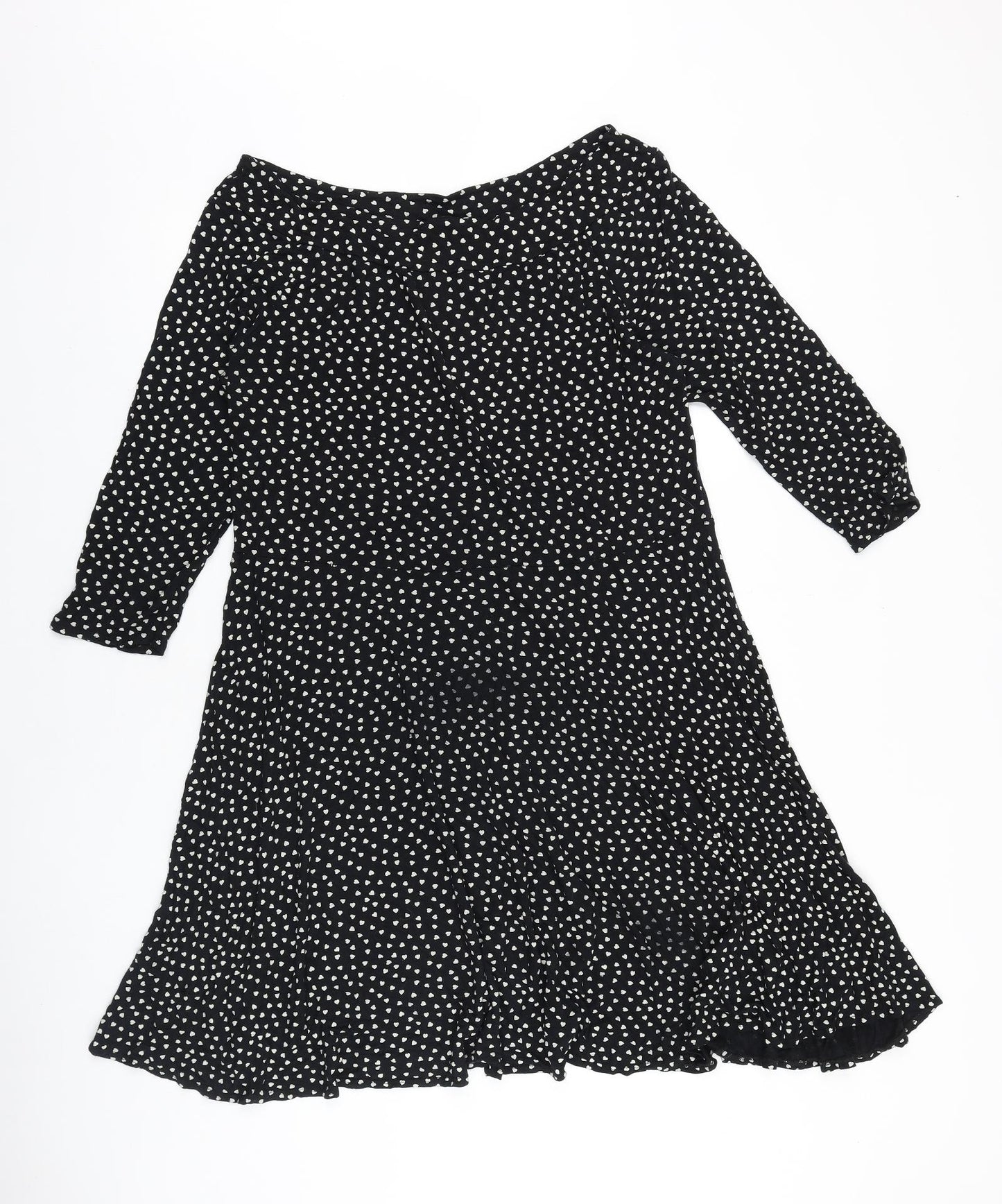TU Womens Black Polka Dot 100% Cotton A-Line Size 22 Off the Shoulder Pullover