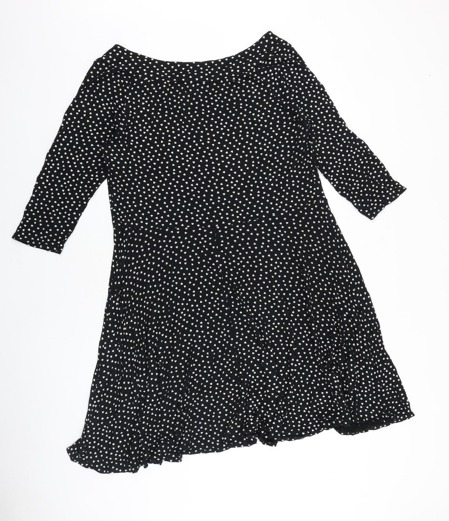 TU Womens Black Polka Dot 100% Cotton A-Line Size 22 Off the Shoulder Pullover