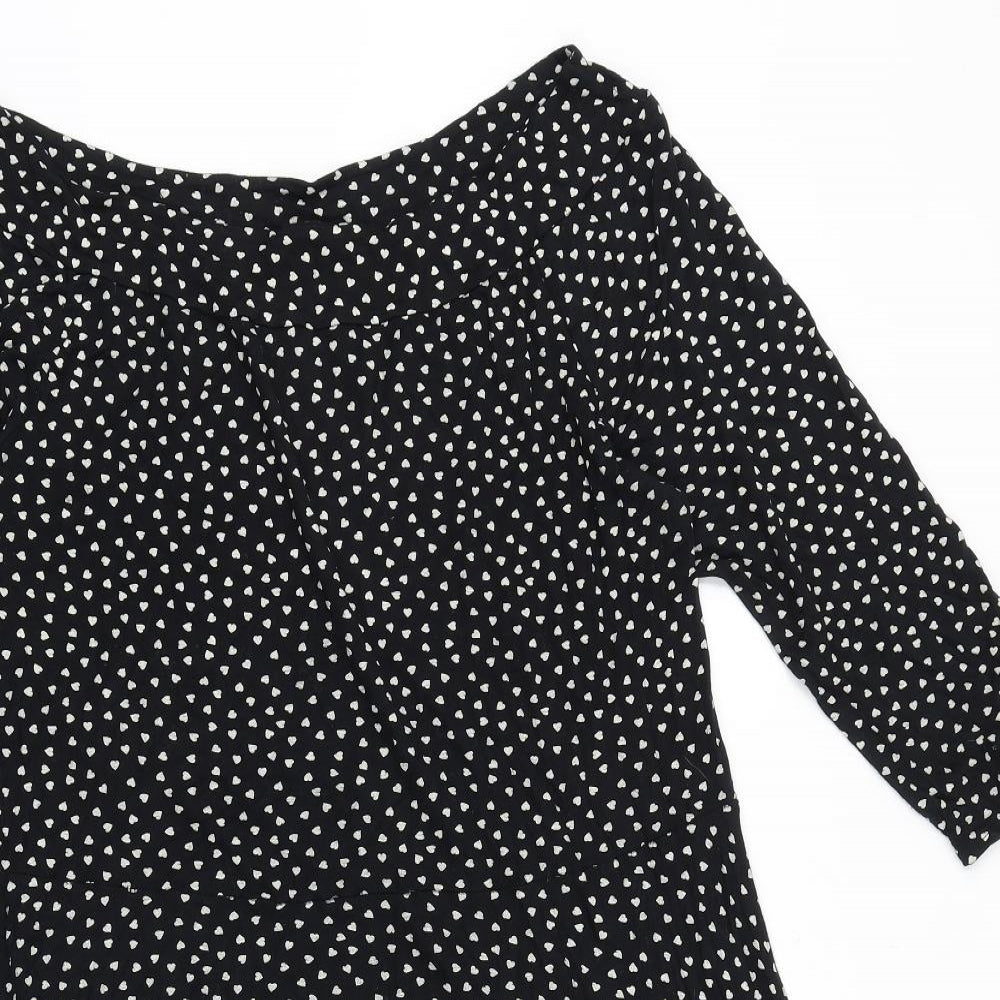 TU Womens Black Polka Dot 100% Cotton A-Line Size 22 Off the Shoulder Pullover