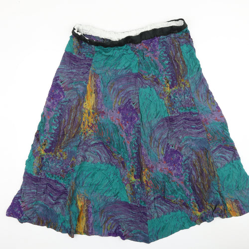 Preworn Womens Multicoloured Geometric Viscose Swing Skirt Size 36 in