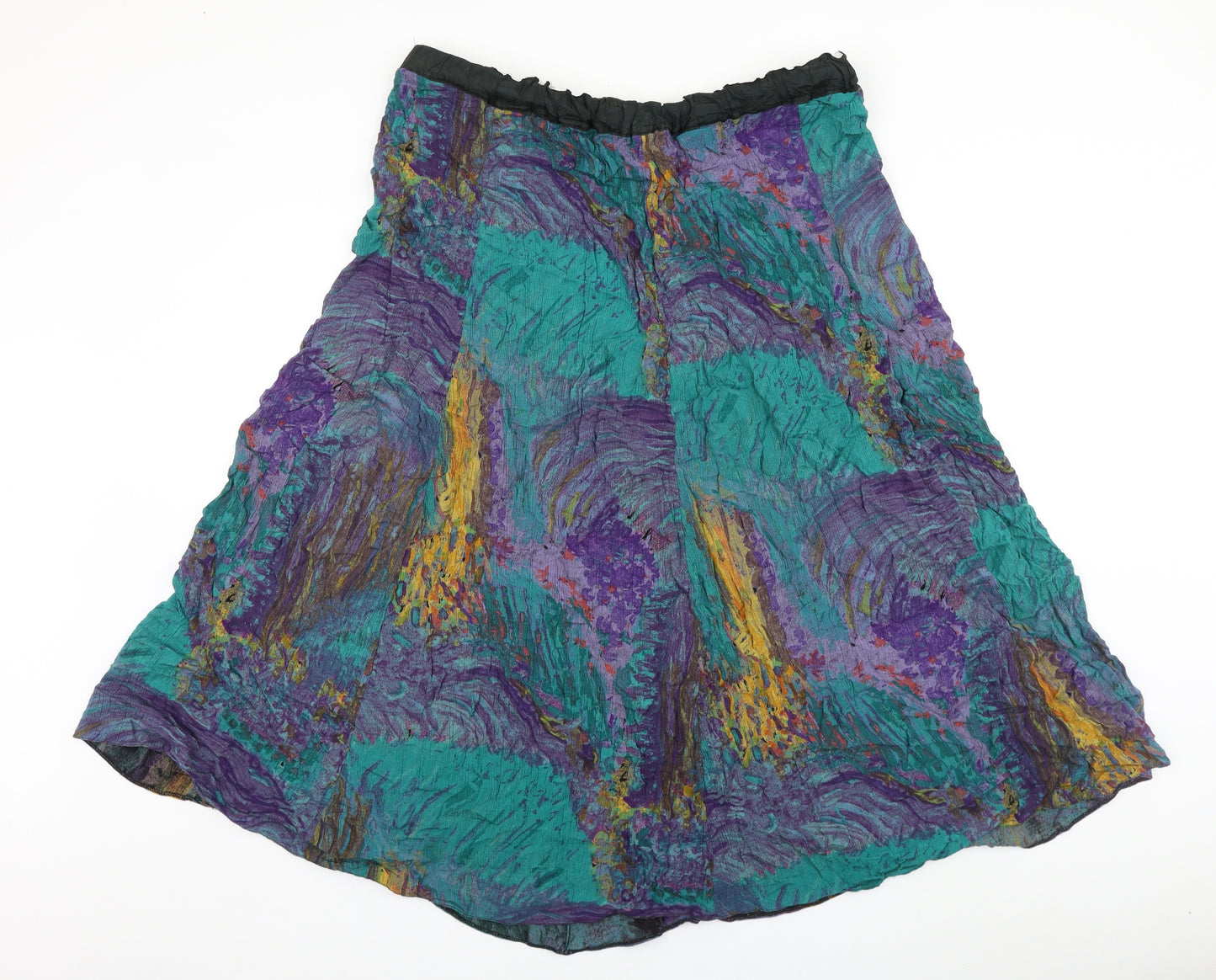 Preworn Womens Multicoloured Geometric Viscose Swing Skirt Size 36 in
