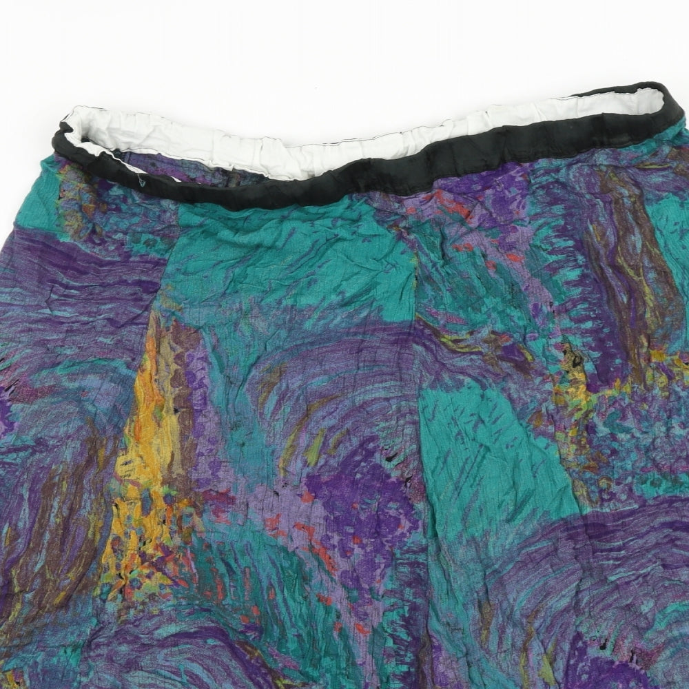 Preworn Womens Multicoloured Geometric Viscose Swing Skirt Size 36 in