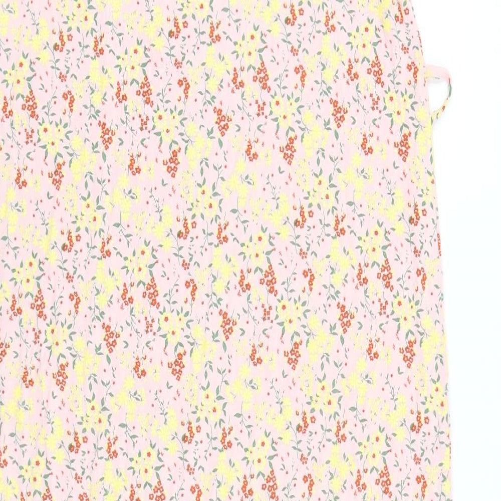 Boohoo Womens Pink Geometric 100% Cotton A-Line Size 14 Round Neck Pullover