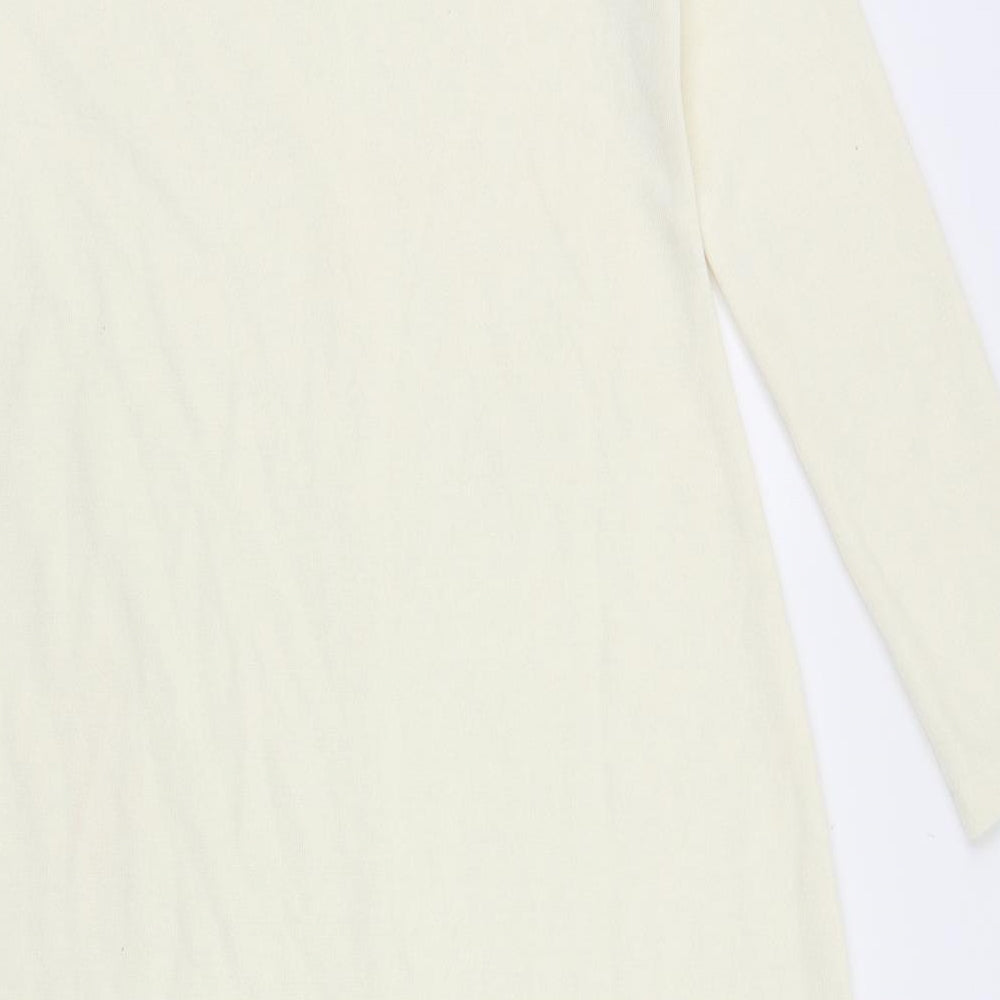 Zara Womens Ivory 100% Cotton Bodycon Size M Mock Neck Pullover