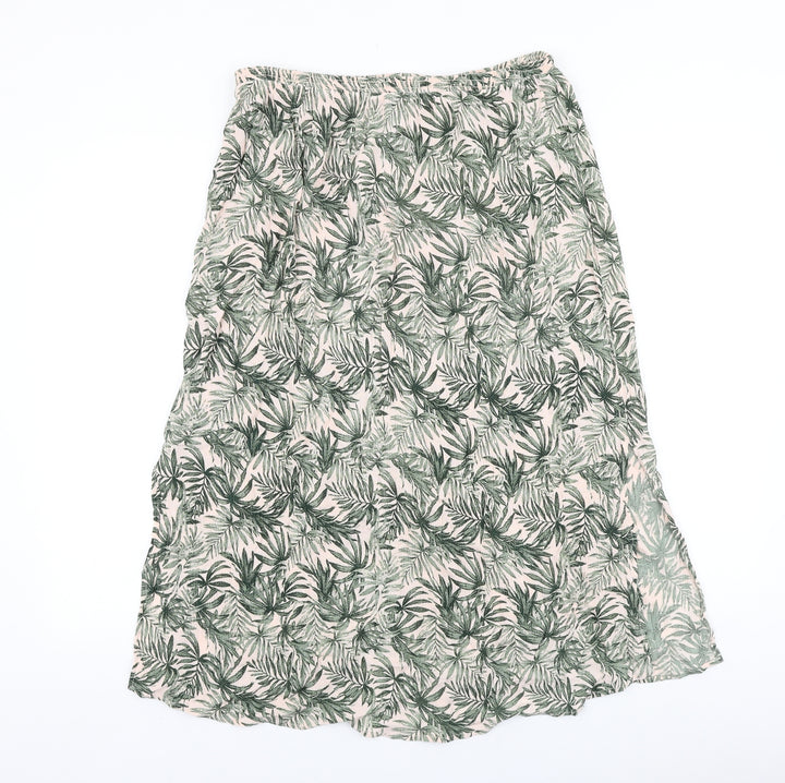 Preworn Womens Green Floral Viscose Swing Skirt Size 30 in
