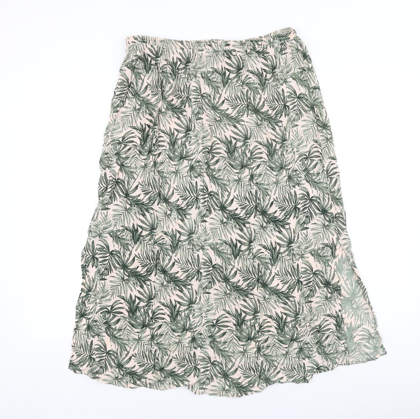 Preworn Womens Green Floral Viscose Swing Skirt Size 30 in