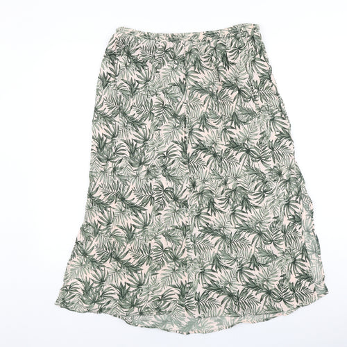 Preworn Womens Green Floral Viscose Swing Skirt Size 30 in