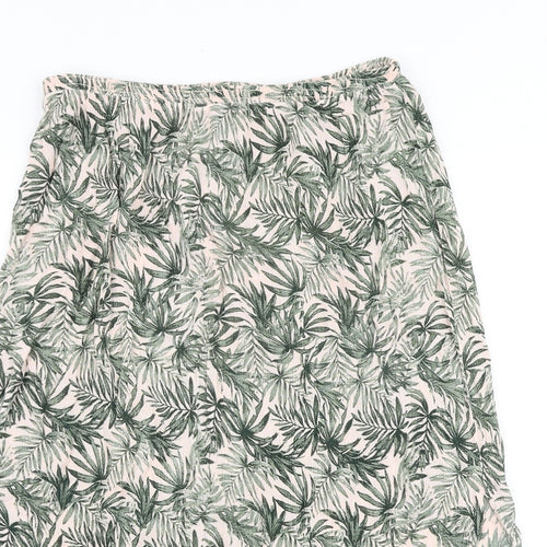 Preworn Womens Green Floral Viscose Swing Skirt Size 30 in