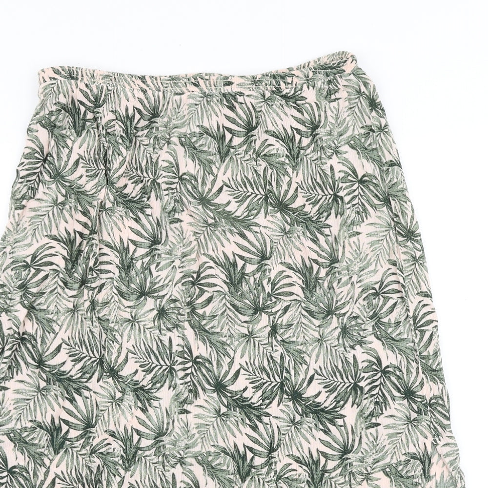 Preworn Womens Green Floral Viscose Swing Skirt Size 30 in