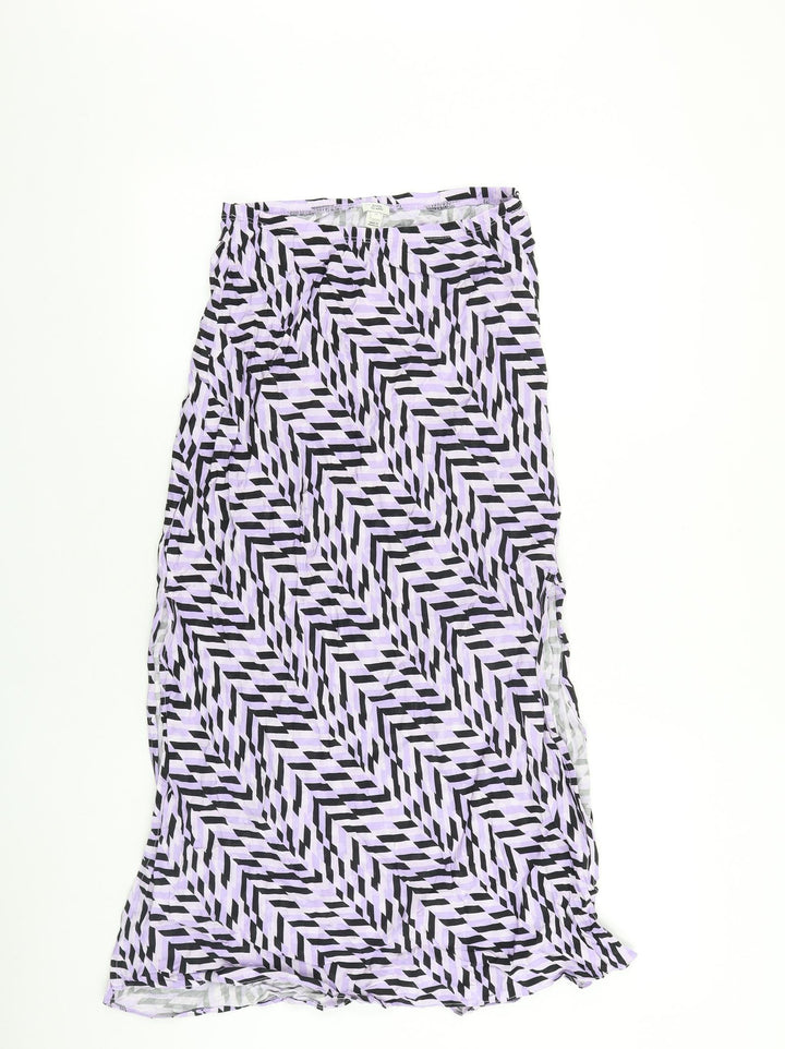 River Island Womens Purple Geometric Viscose Swing Skirt Size 8