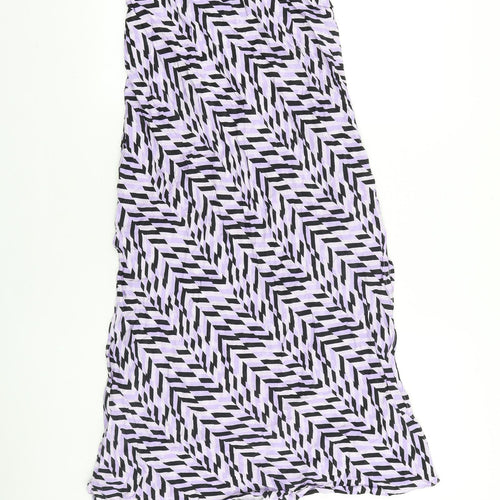 River Island Womens Purple Geometric Viscose Swing Skirt Size 8