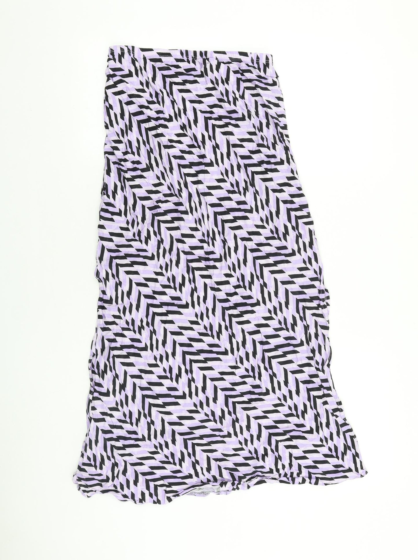 River Island Womens Purple Geometric Viscose Swing Skirt Size 8