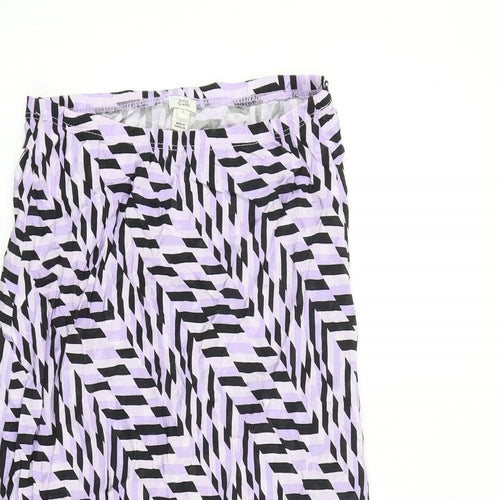 River Island Womens Purple Geometric Viscose Swing Skirt Size 8