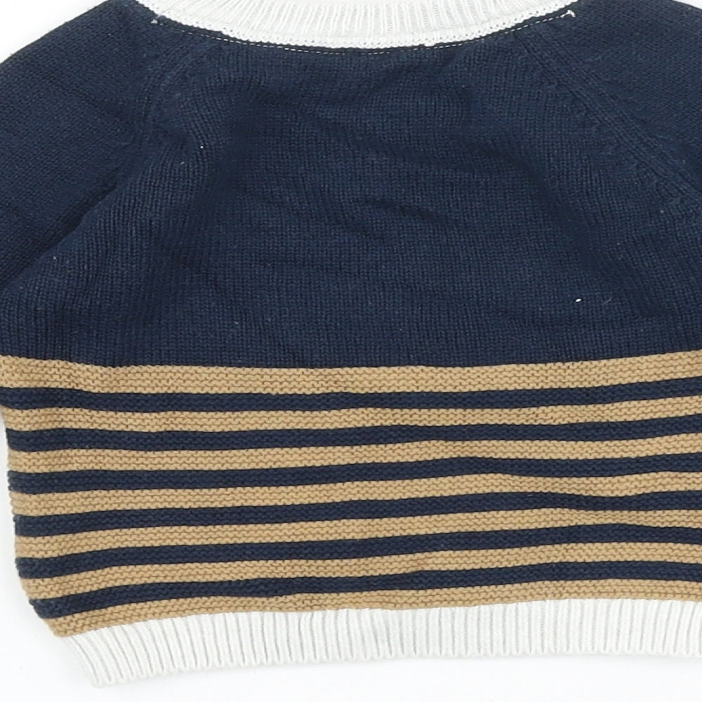 TU Baby Blue Striped 100% Cotton Pullover Jumper Size 6-9 Months Button - Polar Bear