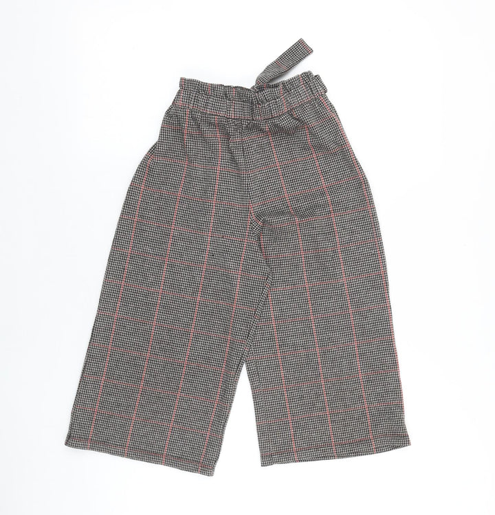 TU Girls Black Plaid Viscose Jogger Trousers Size 9 Months Regular Tie - Wide Leg