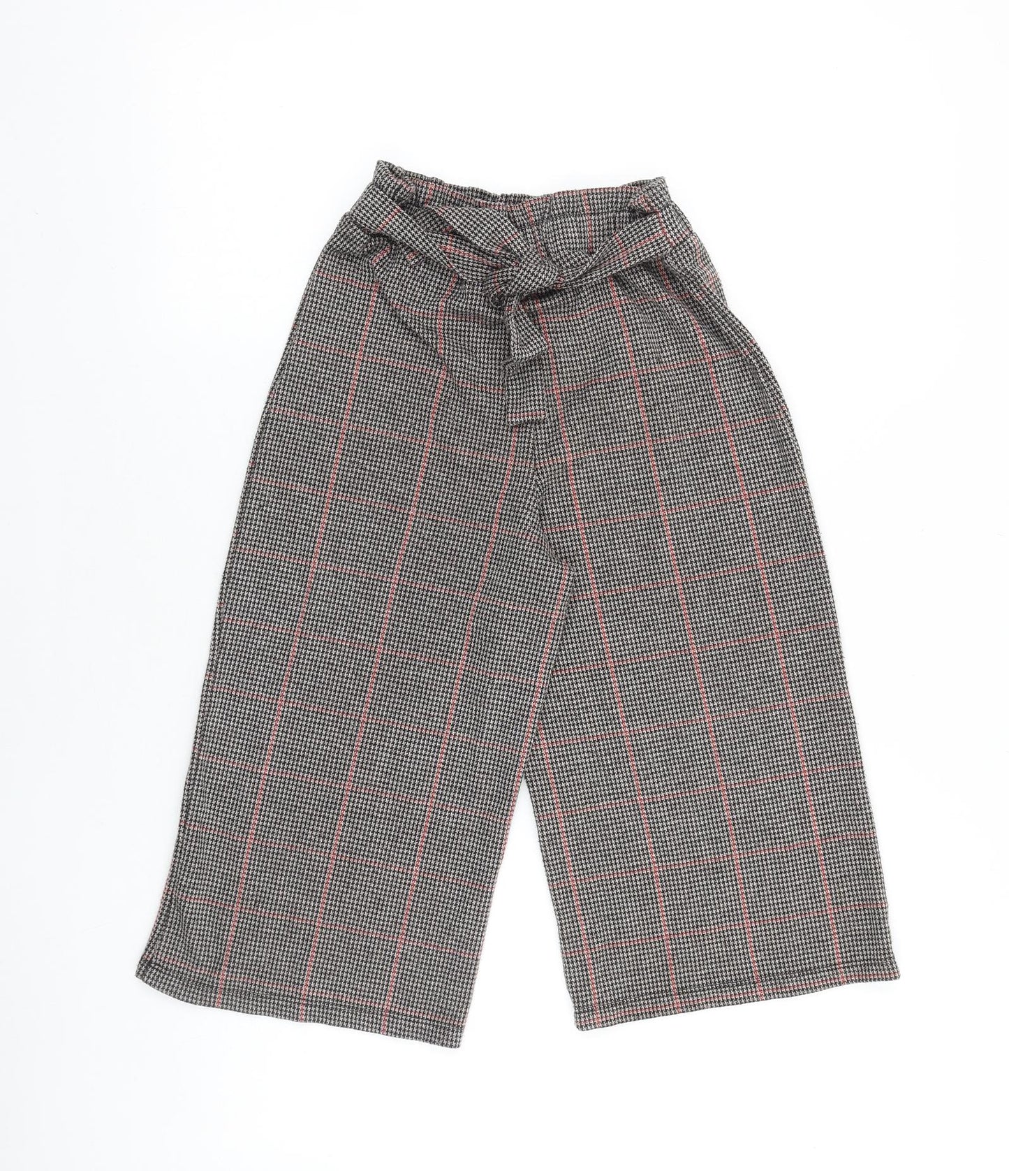 TU Girls Black Plaid Viscose Jogger Trousers Size 9 Months Regular Tie - Wide Leg