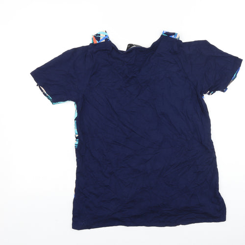 F&F Womens Blue Polyester Basic Blouse Size 12 Scoop Neck