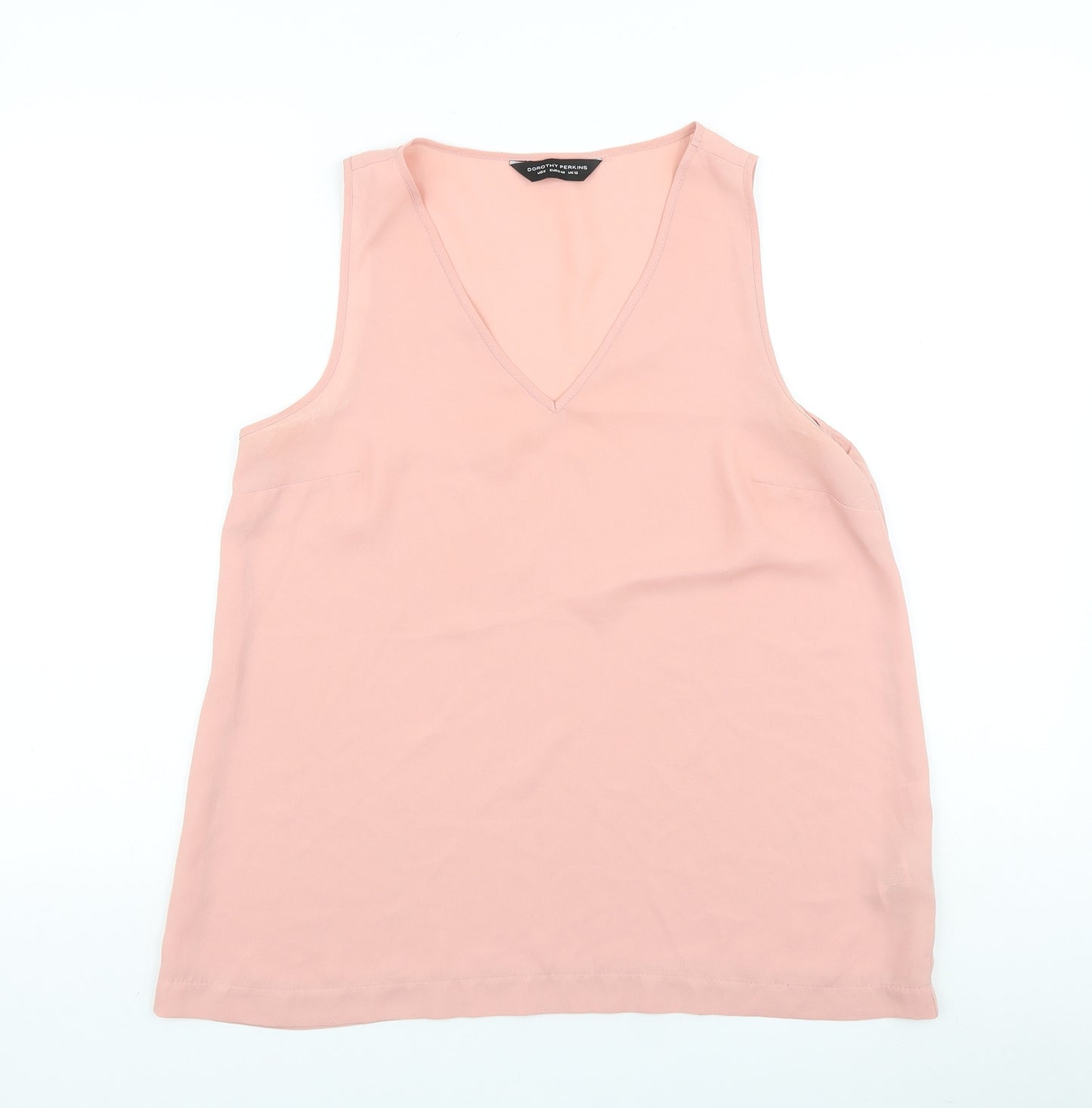 Dorothy Perkins Womens Pink Polyester Basic Tank Size 12 V-Neck