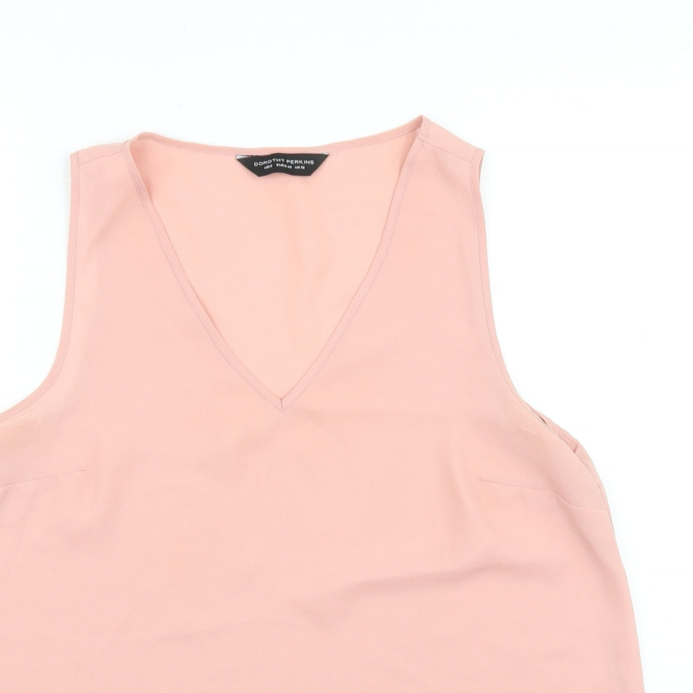 Dorothy Perkins Womens Pink Polyester Basic Tank Size 12 V-Neck