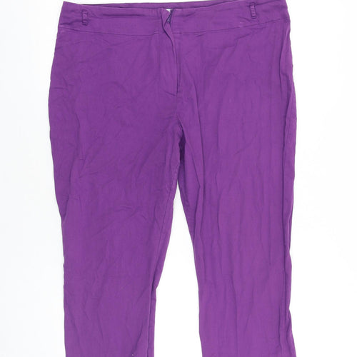 TU Womens Purple Polyester Cropped Trousers Size 16 L21 in Regular Zip